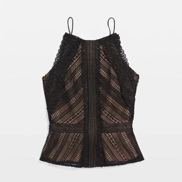 nwt WHITE HOUSE BLACK MARKET lace peplum top 10 8 - Picture 1 of 3